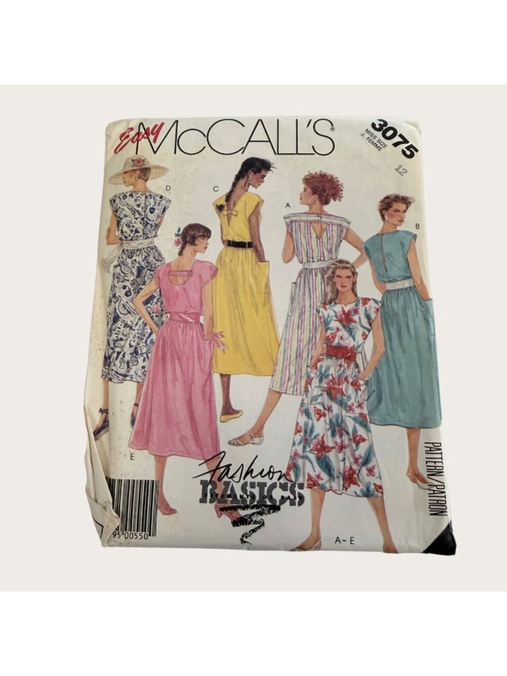 Vintage 1980s McCalls Sewing Pattern 3075 Misses Dress Size 12